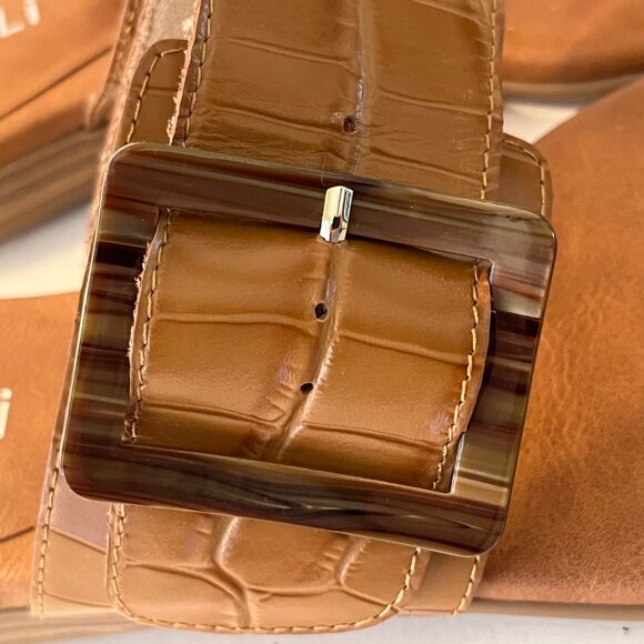 VANELi Brown Slip on Sandals with Toe Ring & Buckle Croc Print Leather Size 7.5M - Picture 6 of 11